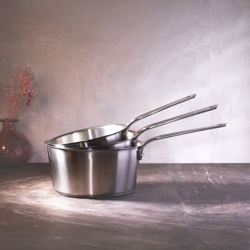 série 3 casseroles cristel 1826 en inox brossé