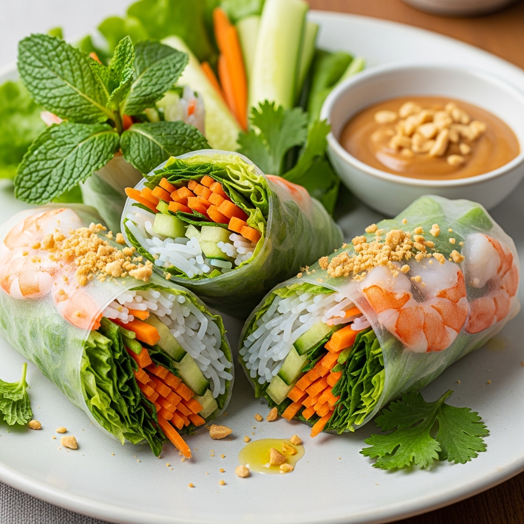 Recette rouleaux de printemps frais aux crevettes