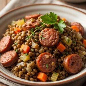 recette lentilles saucisses