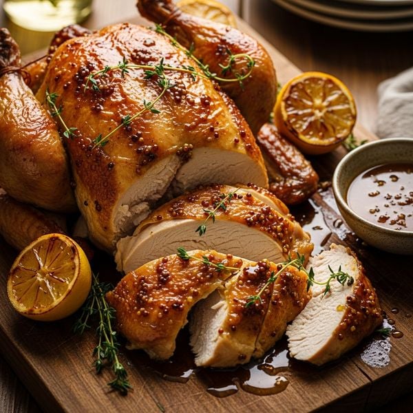 Recette poulet rôti au four miel et moutarde — Poulet rôti miel et moutarde facile