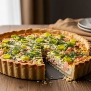 recette tarte aux poireaux et saumon fum