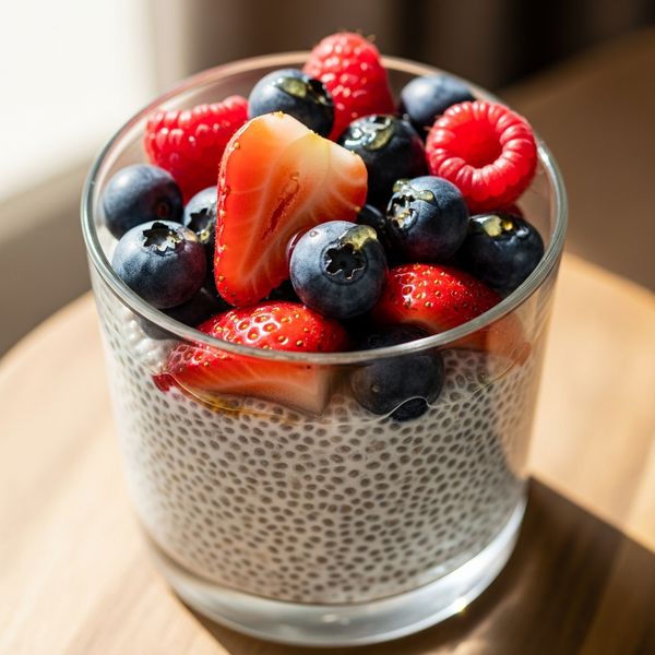Recette graine de chia : pudding crémeux à la vanille et aux fruits