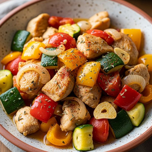 Recettes pour le dîner : poêlée méditerranéenne de poulet et légumes